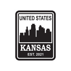 kansas skyline silhouette vector logo