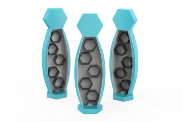 Display stand, retail display stand for product , display stands isolated on white background. 3d illustration