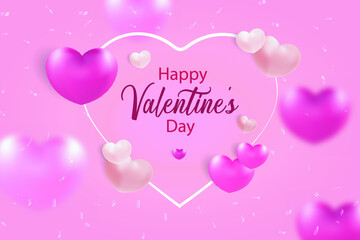Fototapeta na wymiar Valentines hearts vector background. Happy valentines day greeting typography in red heart shape space for text with hearts elements in pink background