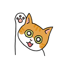 Brown tabby cat hand writing vector cartoon illustration