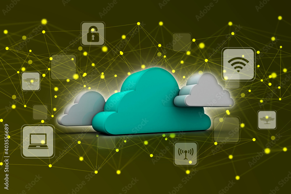 Poster 3d rendering technology cloud computing