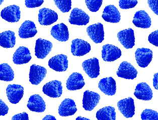 Set of fresh blue raspberries on white background
