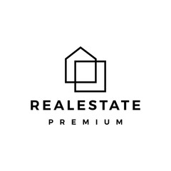 real estate house mortgage outline logo vector icon illustration