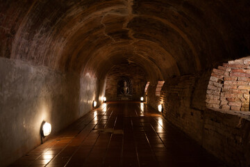 Tunnel in Wat Umong, is a 700-year-old Buddhist temple in Chiang Mai, Thailand