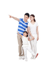 Fototapeta premium Portrait of a young family of three 