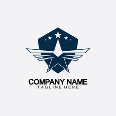 Obraz premium Star with wing logo icon vector illustration design template