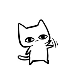 A simple illustration of a white cat waving
