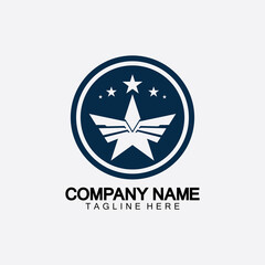 Obraz premium Star with wing logo icon vector illustration design template