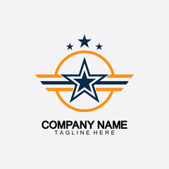 Star with wing logo icon vector illustration design template