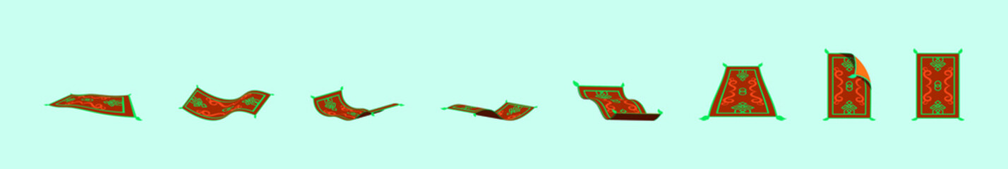 set of magic carpet cartoon icon design template with various models. vector illustration isolated on blue background