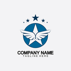 Obraz premium Star with wing logo icon vector illustration design template