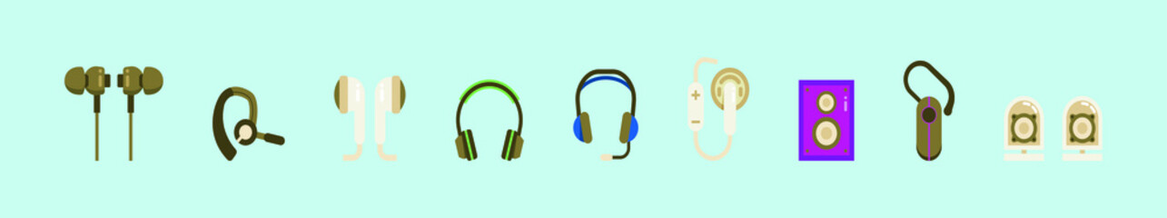 set of headphone cartoon icon design template with various models. vector illustration isolated on blue background