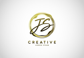 Fototapeta premium Initial JS Letter Handwriting Stylish Signature Gold Logo