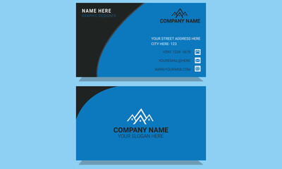 Newest stylish professional standard construction blue and black business card template.