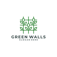 Green walls logo template design vector