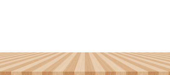 Empty wooden table  isolated on white background, used for display your products.