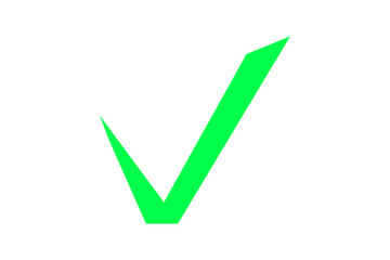A green tick. Flat icon for any project. Done mark, agreement sing.