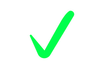 A green tick. Flat icon for any project. Done mark, agreement sing.