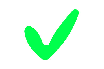 A green tick. Flat icon for any project. Done mark, agreement sing.