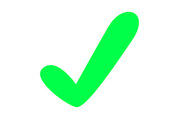 A green tick. Flat icon for any project. Done mark, agreement sing.