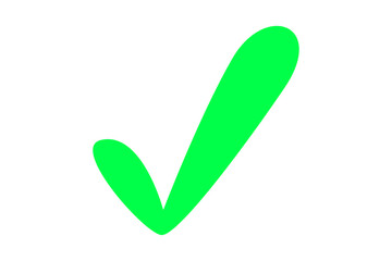 A green tick. Flat icon for any project. Done mark, agreement sign.