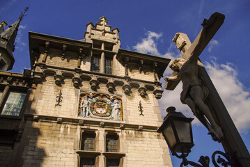 Fototapeta na wymiar Spanish symbols in the city of Antwerp, Belgium