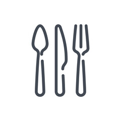 Spoon, Knife and Fork line icon. Cutlery and Tableware vector outline sign.