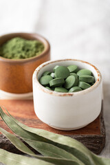 Chlorella pills and spirulina