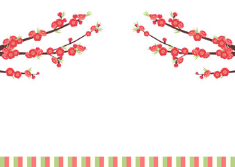 桃の花とひな祭りのイラスト（桃の節句）