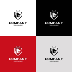 Modern and cool lion emblem logo design 1