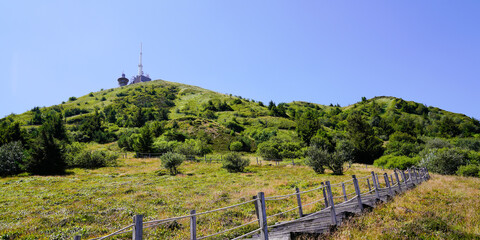 Fototapeta na wymiar panoramic of french old puy de dome mountain volcano in france
