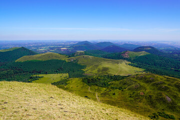 Fototapeta na wymiar panorama of old mountain Puy de Dome french volcano in Auvergne france