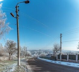 Winter moring among fields