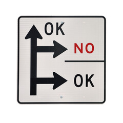Old road signs with text - Ok and No