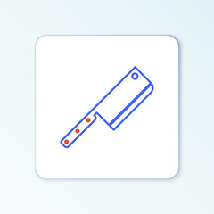 Line Meat chopper icon isolated on white background. Kitchen knife for meat. Butcher knife. Colorful outline concept. Vector.