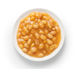 Soybean paste in a dish isolated on white background. Chinese food. Top view.