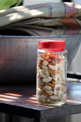 glass jar with dried fruit