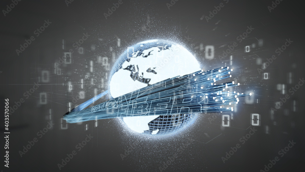 Poster optical fiber connection - 3d rendering