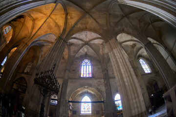 Fototapeta premium Seville, Andalusia, Spain, Europe. Interior of the Cathedral of Seville, taken with fisheye lens.