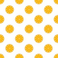 Obraz premium Illustration Seamless pattern Flat Orange isolated on white background , fruit patterns texture fabric , wallpaper minimal style , Raw materials fresh fruits , vector