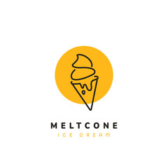 Melting cone ice cream logo modern sophisticated ice cream shop logo in simple style monoline icon