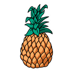 Illustration of pineapple. Design element for poster, card, banner, sign. Vector illustration
