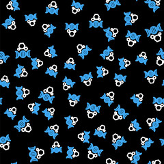 Line Genetic engineering icon isolated seamless pattern on black background. DNA analysis, genetics testing, cloning, paternity testing. Vector.