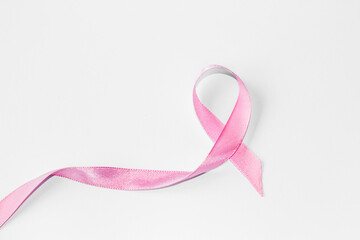 ribbon on the white background. Breast cancer. Medical concept.