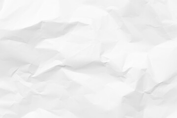 White crumpled paper texture background. Clean white paper. Top view.