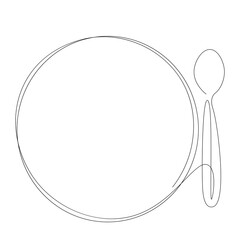 Spoon one line drawing, vector illustration