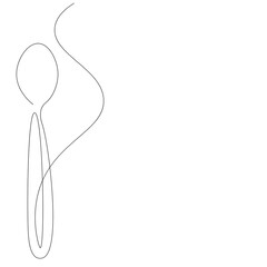 Spoon one line drawing, vector illustration