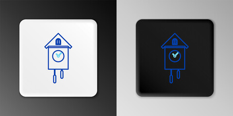 Line Retro wall watch icon isolated on grey background. Cuckoo clock sign. Antique pendulum clock. Colorful outline concept. Vector.