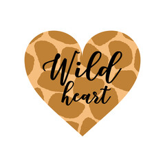 Cheetah Wild Heart isolated on white background. Cheetah Print Valentine's Day. Trendy Valentines Day design. Cut File for DIY. DIGITAL template for sublimation or cutting.