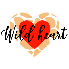 Cheetah Wild Heart isolated on white background. Cheetah Print Valentine's Day. Trendy Valentines Day design. Cut File for DIY. DIGITAL template for sublimation or cutting.